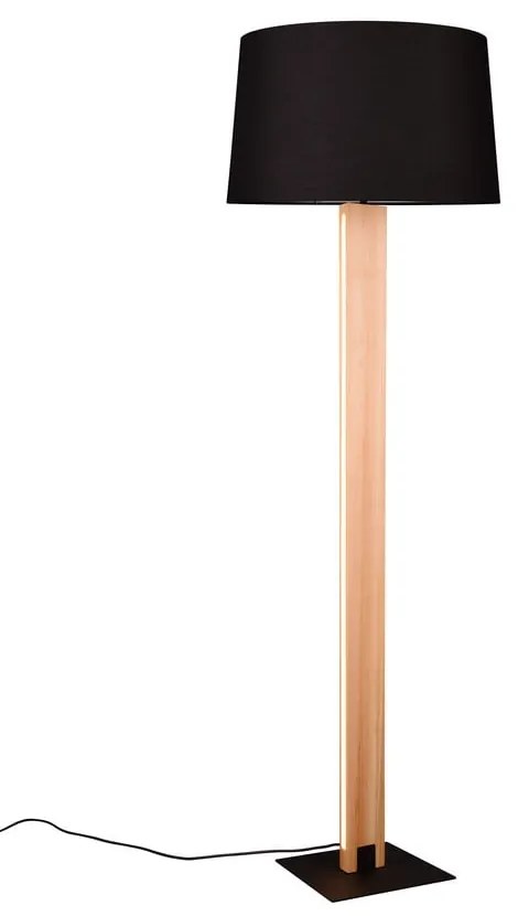 Czarno-naturalna lampa stojąca z tekstylnym kloszem (wys. 150 cm) Rahul – Trio