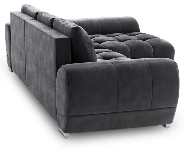 Ciemnoszary rozkładany narożnik z aksamitnym obiciem Windsor &amp; Co Sofas Nuage, prawostronny