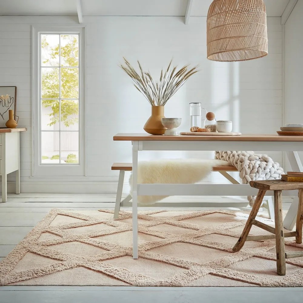 Beżowy bawełniany dywan 160x230 cm Tessa Diamond – Flair Rugs