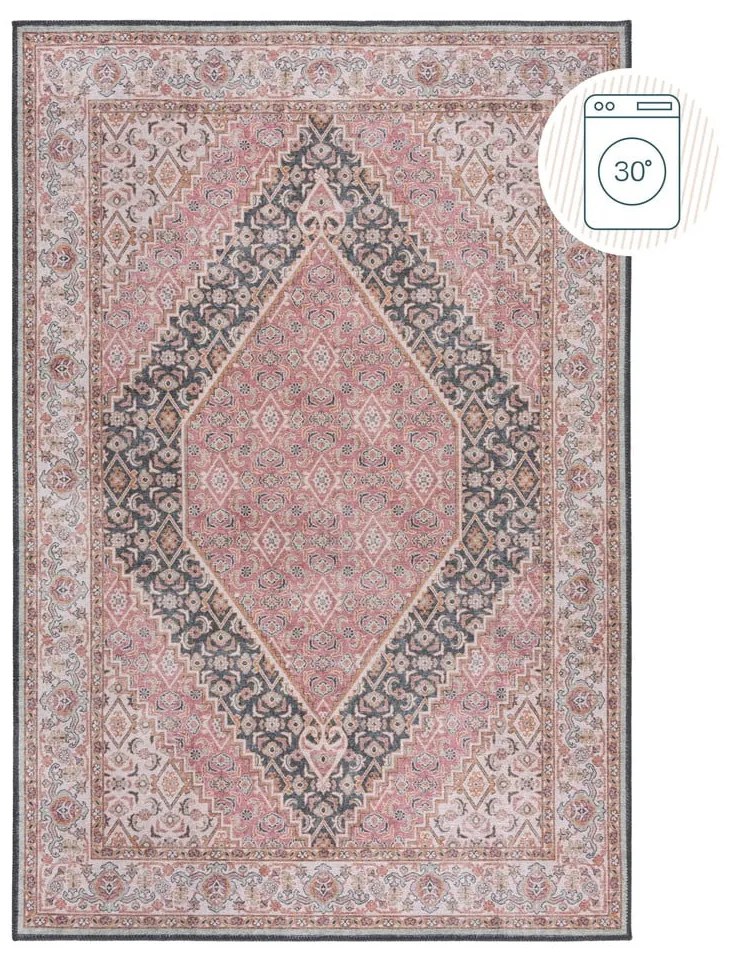 Różowy dywan odpowiedni do prania 190x290 cm Briony Traditional – Flair Rugs