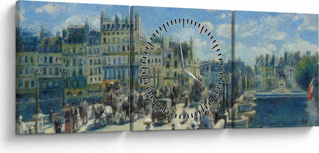 Obraz - Auguste Renoir, Pont Neuf, Paris, reprodukcje (z zegarem) (90x30 cm)