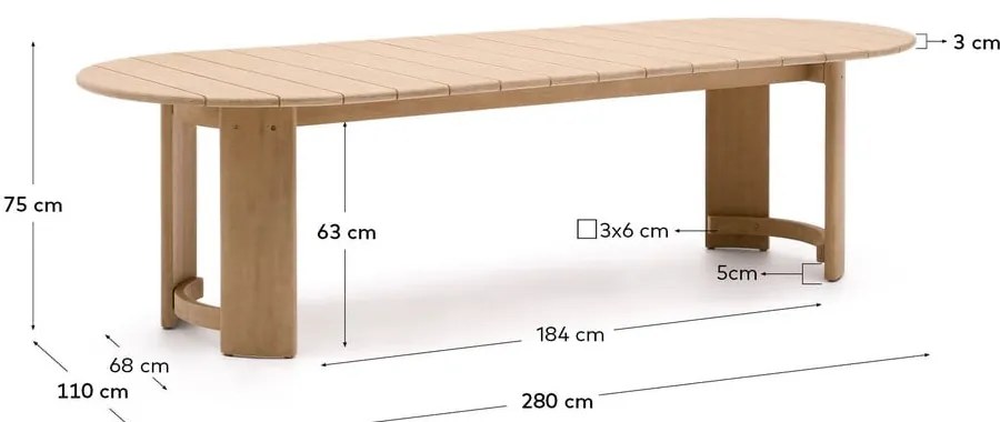 Stół z litego drewna eukaliptusowego 110x280 cm Xoriguer – Kave Home