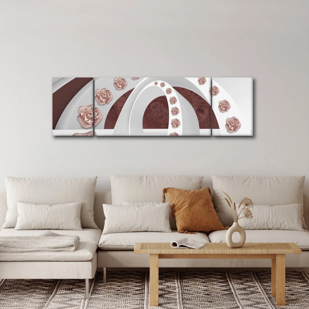 Obraz - Chmury 3D z kwiatami (170x50 cm)