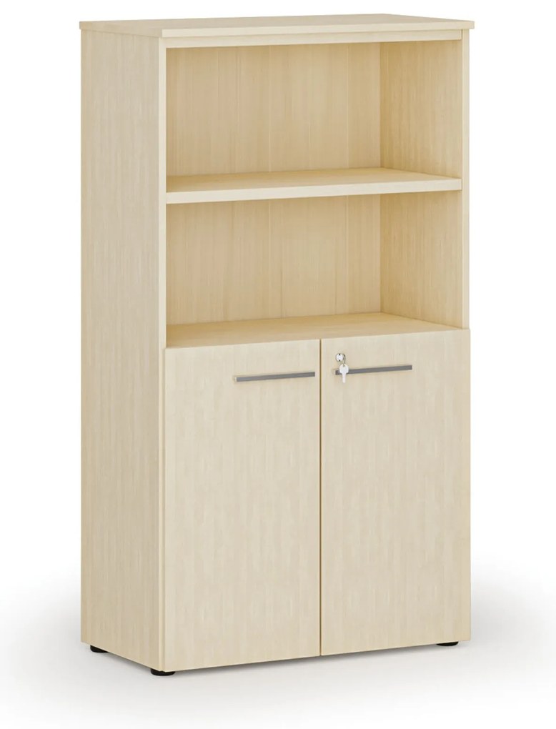 Szafa biurowa kombinowana PRIMO WOOD, drzwi na 2 poziomach, 800 x 420 x 1434 mm, brzoza