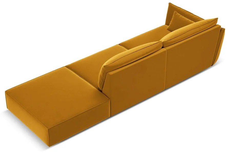 Musztardowa aksamitna sofa lewostronna 264 cm Vanda – Mazzini Sofas