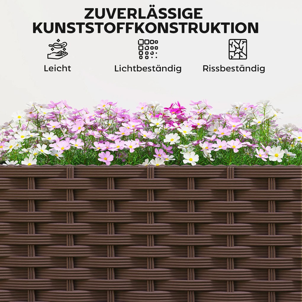 Outsunny podwyższona grządka z tworzywa sztucznego, samo-nawadniająca się skrzynia z otworami odpływowymi i korkami | Aosom PL