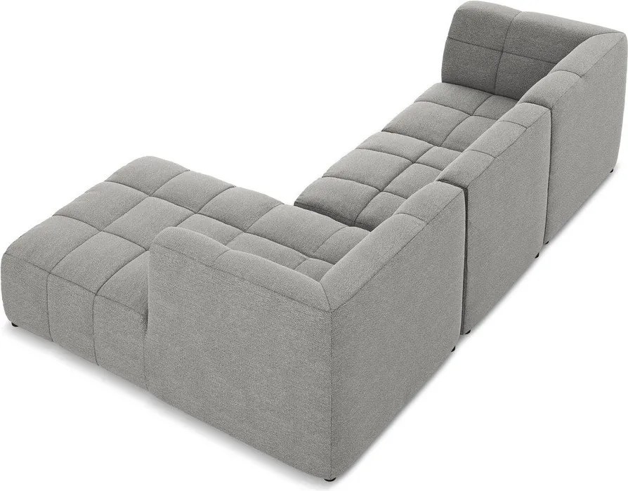 Szary narożnik z materiału bouclé (prawostronny/z szezlongiem) Aloha – Makamii