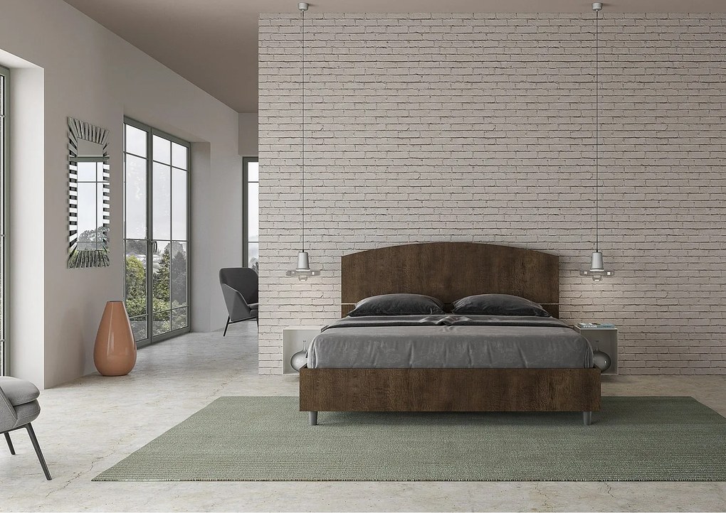 Łóżko wyposażone w stelaż z listwami z pojemnikiem 160x190 Orzech Dora