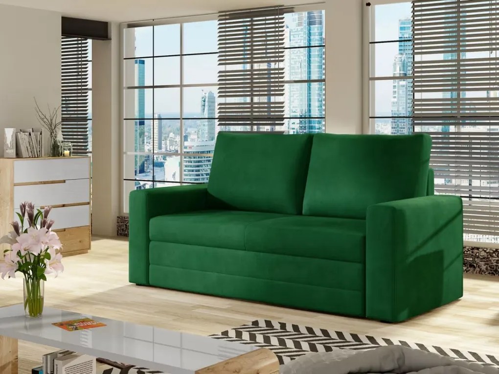 Rozkładana sofa 2-osobowa WAVE, ciemnozielona