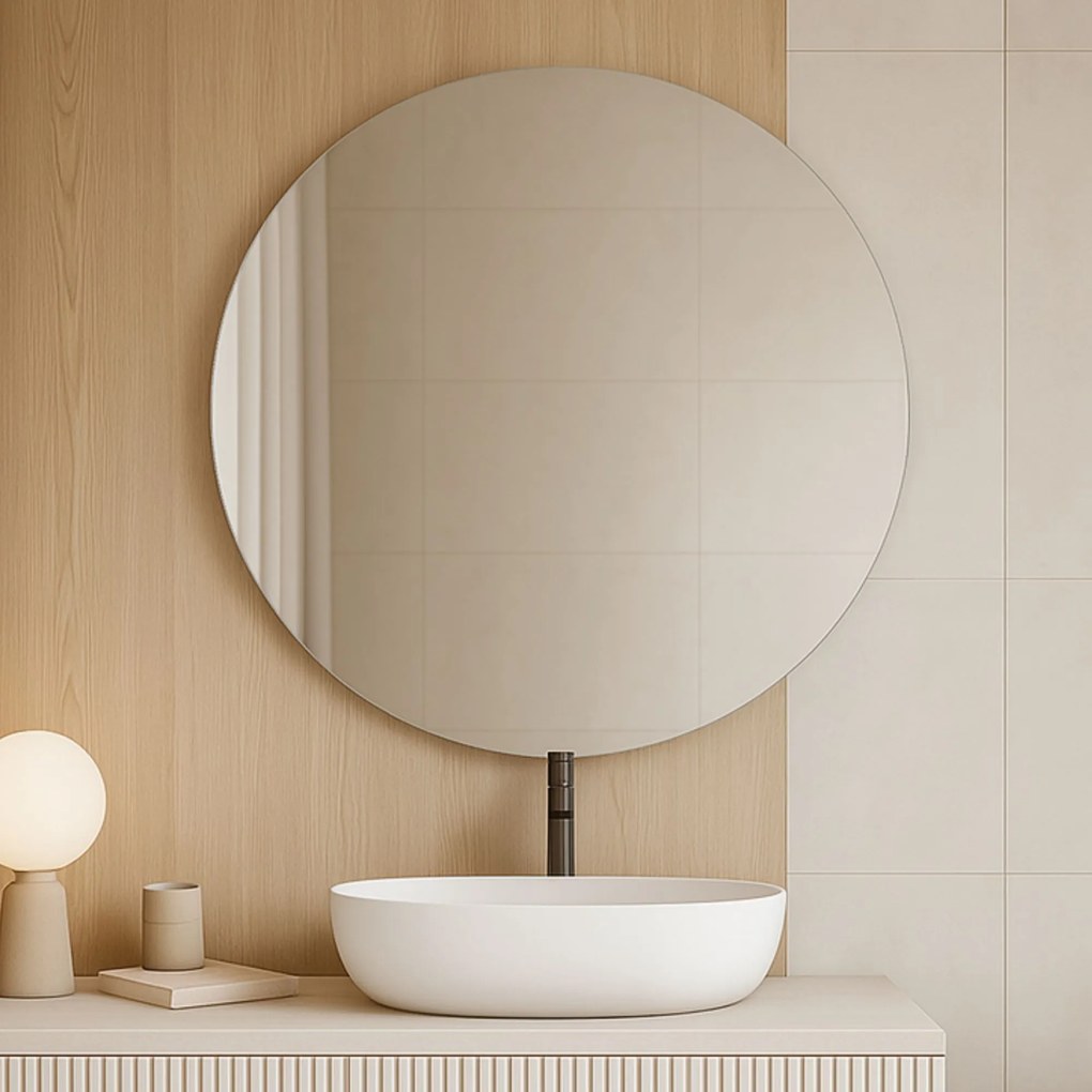 Lustro okrągłe wiszące bezramowe oszlifowane bez oświetlenia MOON | Różne rozmiary | Różne kolory szkła : Kolor - Srebro, Średnica - 160 cm