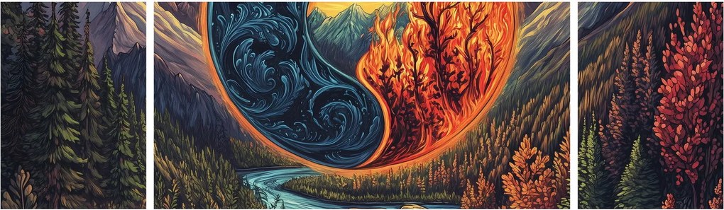 Obraz - Żywioły (170x50 cm)
