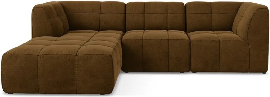 Musztardowy aksamitny narożnik (lewostronny/z szezlongiem) Aloha – Makamii