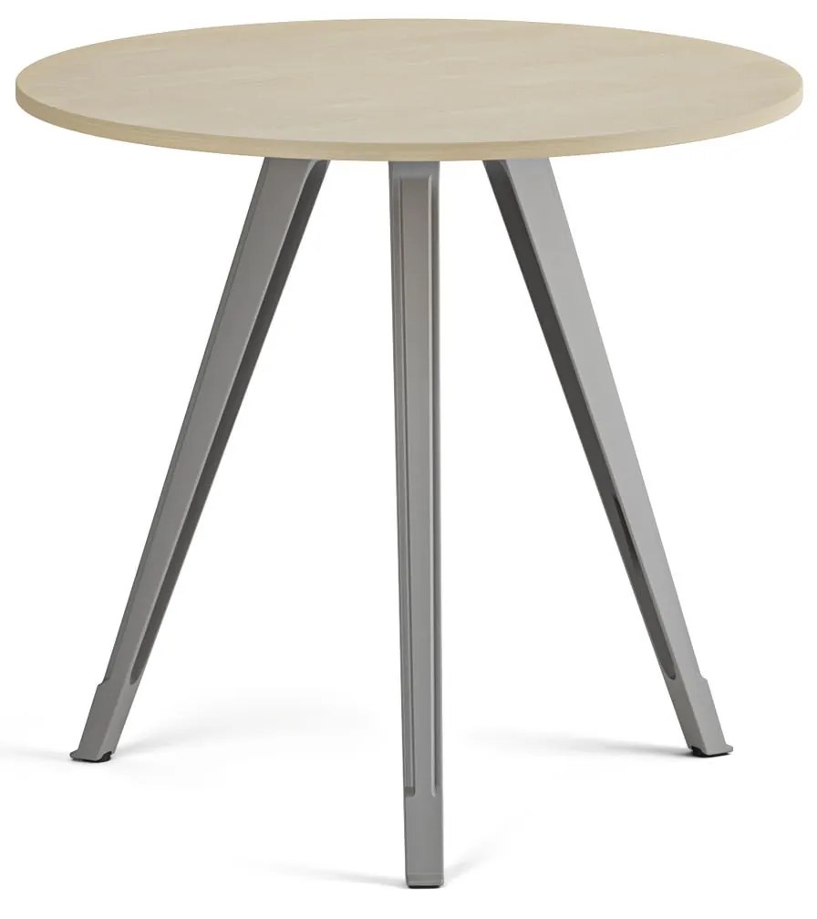 Stolik kawowy PRIMO ZEN, średnica 80 cm, szaro-srebrna podstawa, brzoza