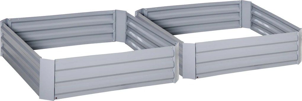 Outsunny Skrzynki na kwiaty 2 sztuki Stalowa rama Otwarte dno Szary 100x100x30cm Dekoracja ogrodu | Aosom PL