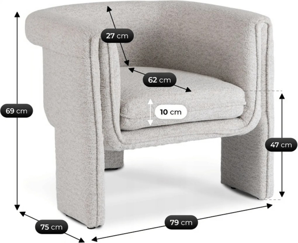 Fotel Wypoczynkowy do Salonu GALA Szary Nowoczesny