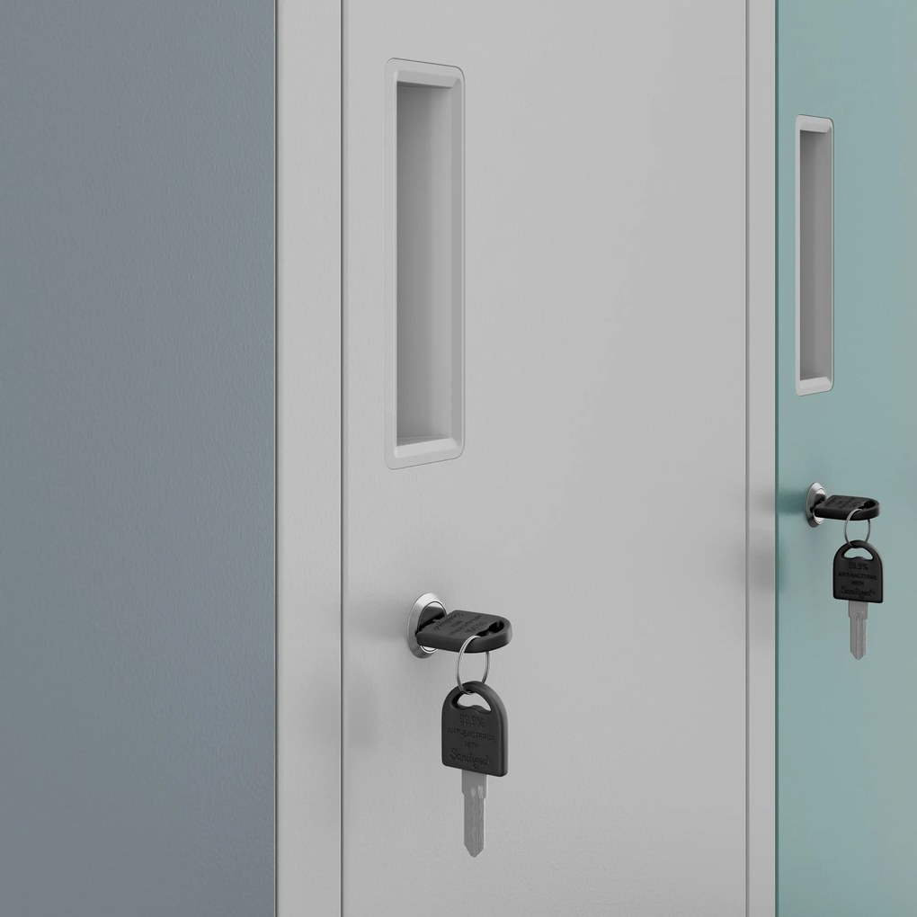 Szafa socjalna ubraniowa 10-drzwiowa BARTEK, 1360 x 1720 x 450 mm, szaro-wielokolorowa