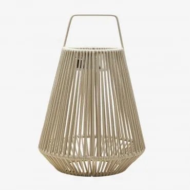 Bezprzewodowa Zewnętrzna Lampa Stołowa Solarna Led Z Żelaza I Plecionego Sznurka Liberian ↑45 Cm & Kremowa Tapioca - Sklum