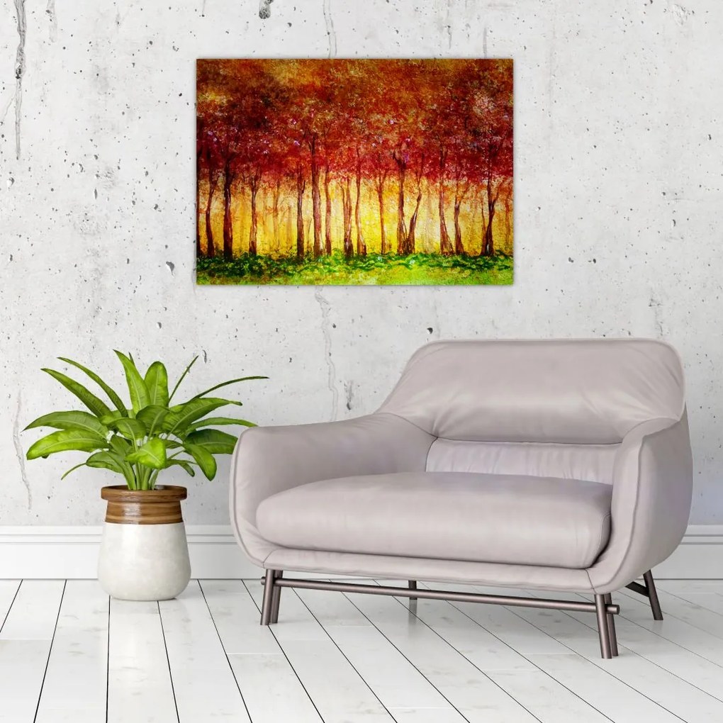 Obraz - Malowanie lasu liściastego (70x50 cm)