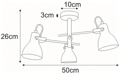 Czarny potrójny loftowy żyrandol - S596 A3-P35