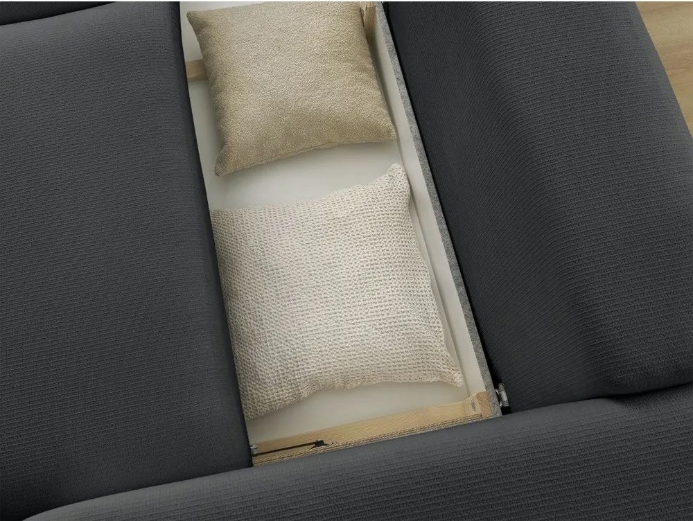 Czarna rozkładana sofa ze schowkiem 265 cm Ezechiel – Bobochic Paris