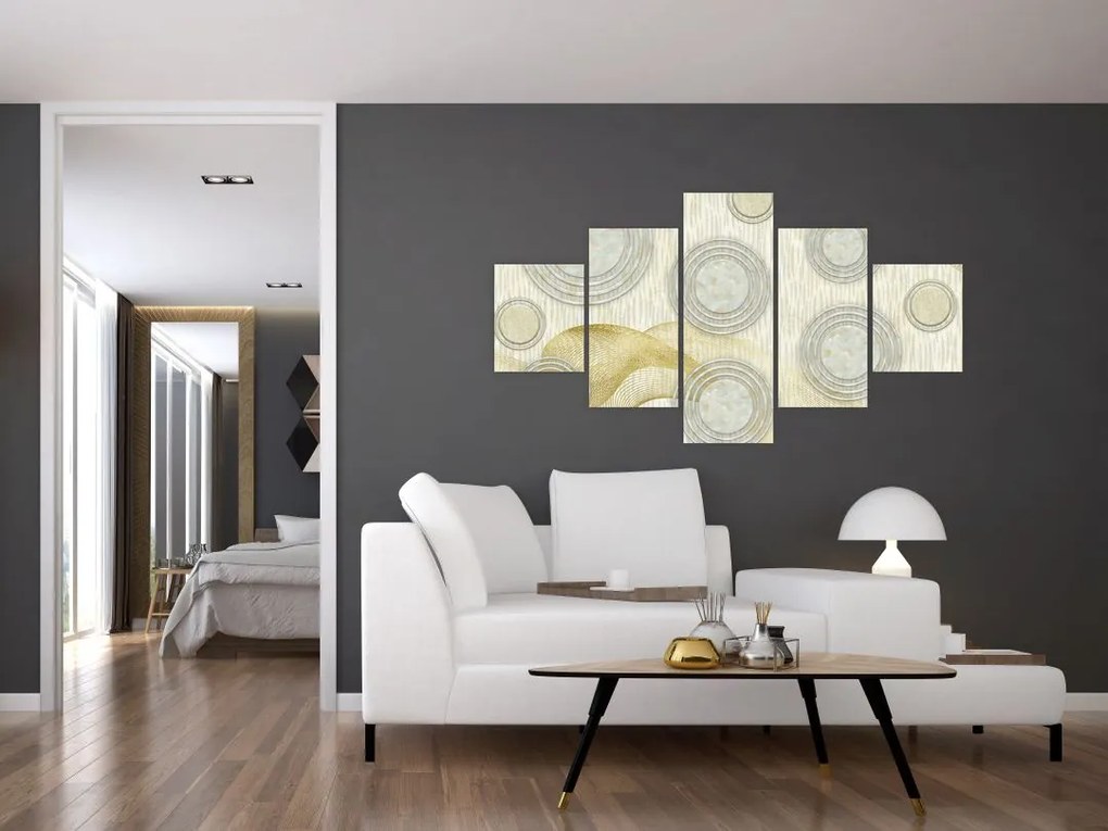 Obraz - Abstrakcja, marmurowe kręgi (125x70 cm)