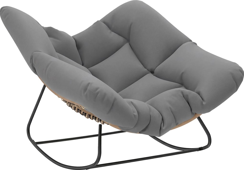 Outsunny Fotel bujany z poduszką, odporny na warunki atmosferyczne, do 120 kg, do salonu, ogrodu, trawnika, szary | Aosom PL