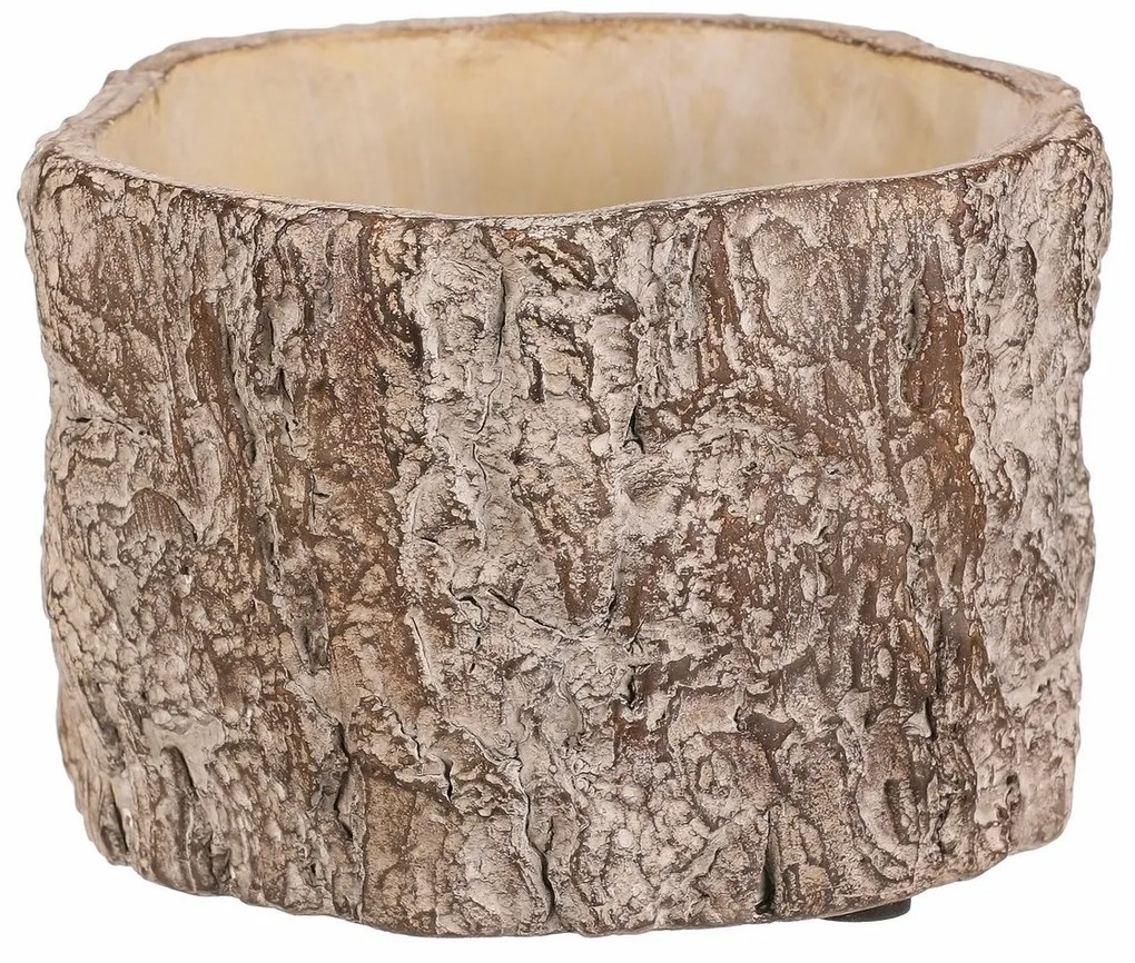 Osłonka na kwiaty imitująca korę drzewa, 16 x 16 x 10 cm, beton