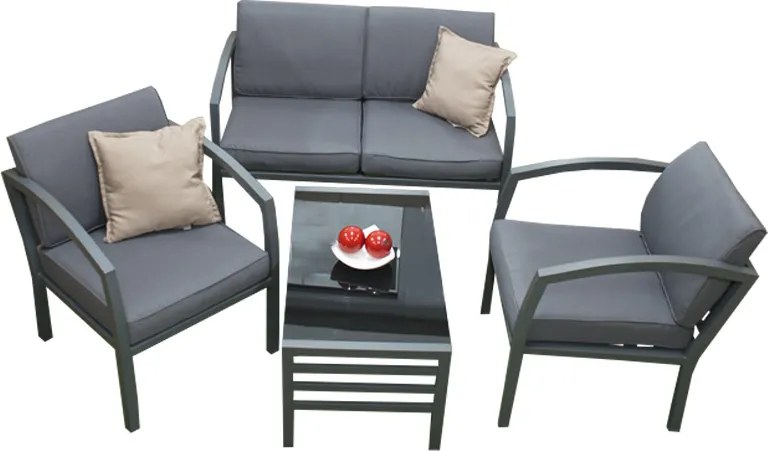 Doppler BELLARIA LOUNGE ogrodowy zestaw wypoczynkowy 2+1 czarny/szary