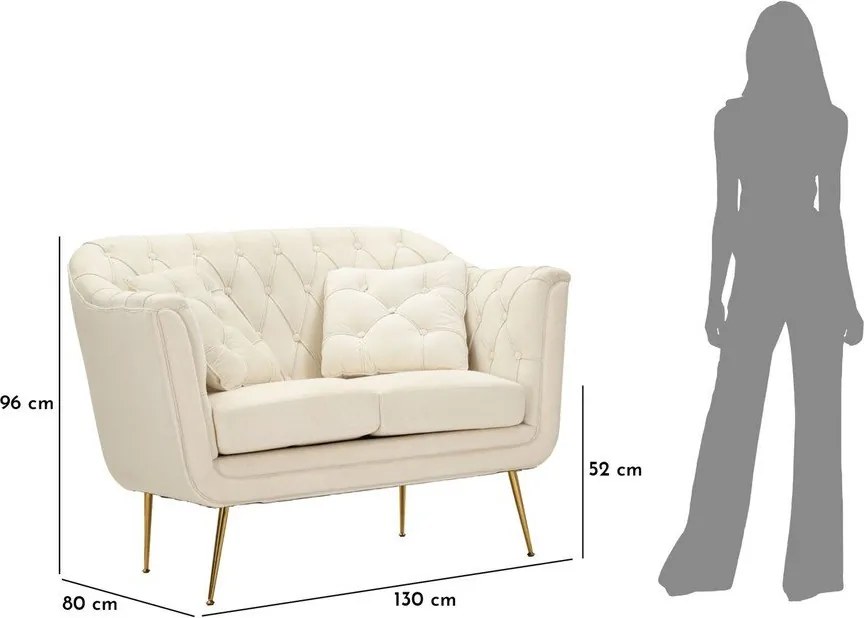 Kremowa aksamitna sofa 130 cm Budapest – Mauro Ferretti