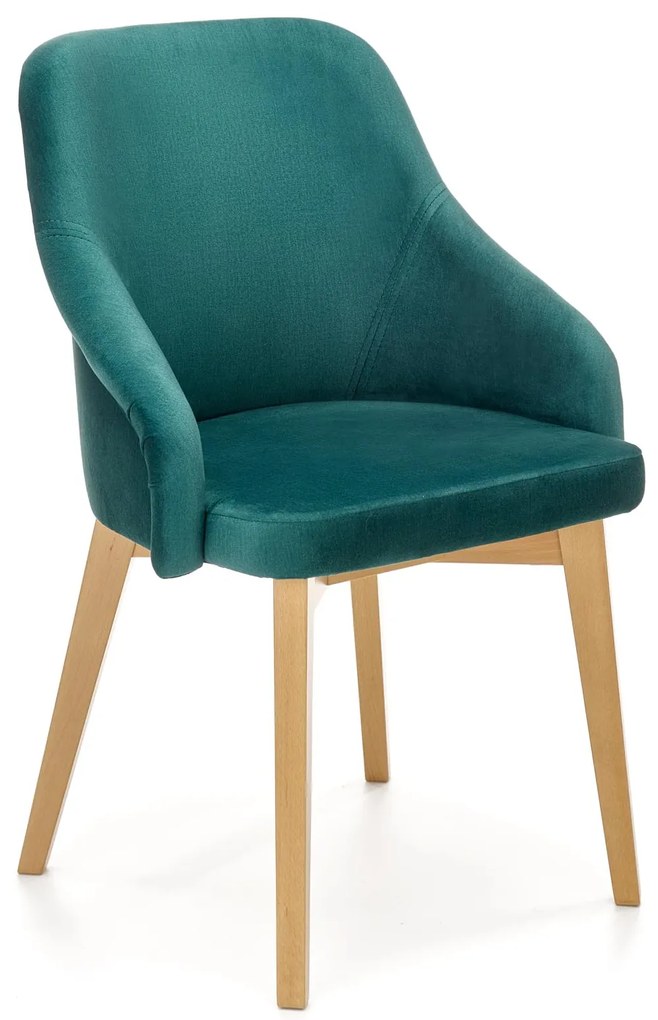 Krzesło tapicerowane dąb miodowy/ciemno zielone welurowe TOLEDO 2