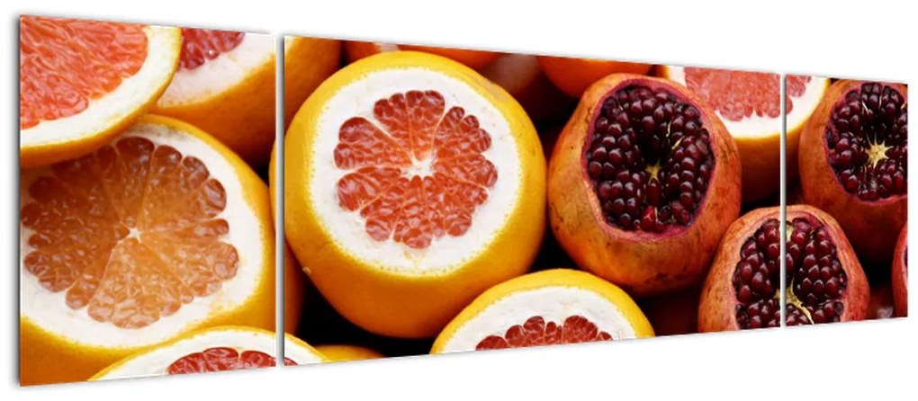 Obraz pomarańczy i granatów (170x50 cm)