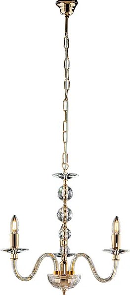 Żyrandol Ruben Gold z przezroczystego szkła i kryształków 3-punktowy 109 Ø43 BL267-3-OR
