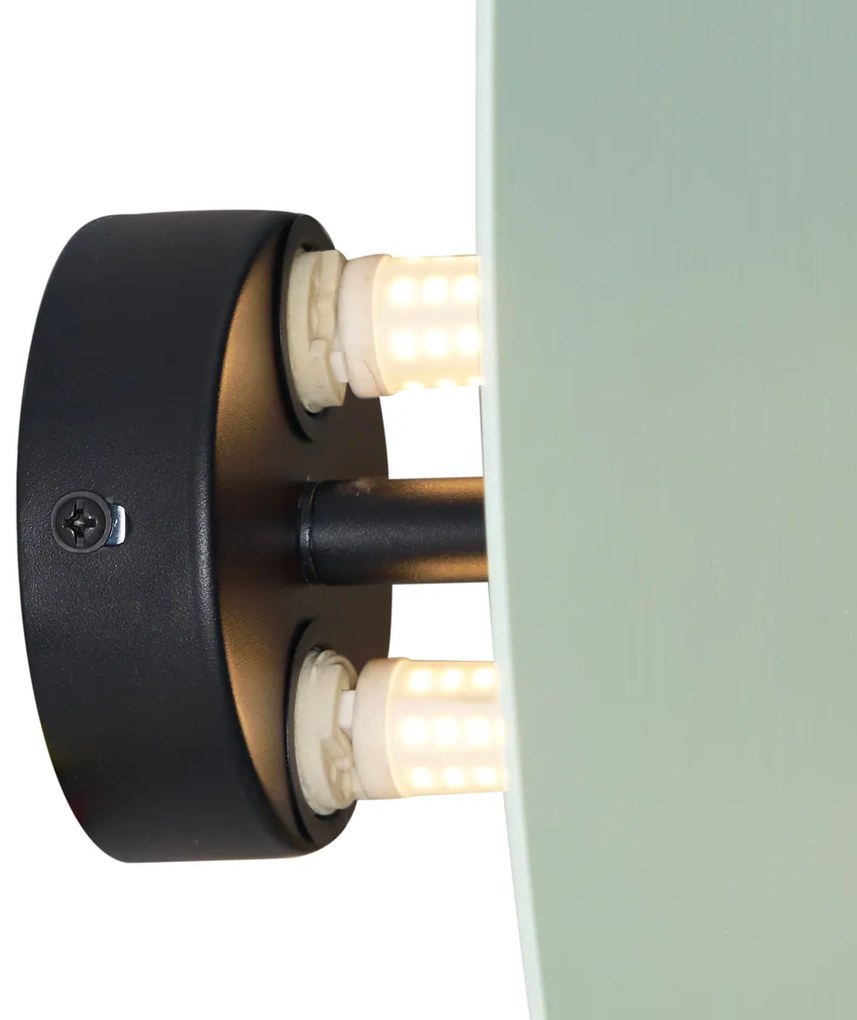 Designerski Kinkiet / Lampa scienna zielony organiczny 32 cm 2-źródła światła - PulleyDesignerski Oswietlenie wewnetrzne