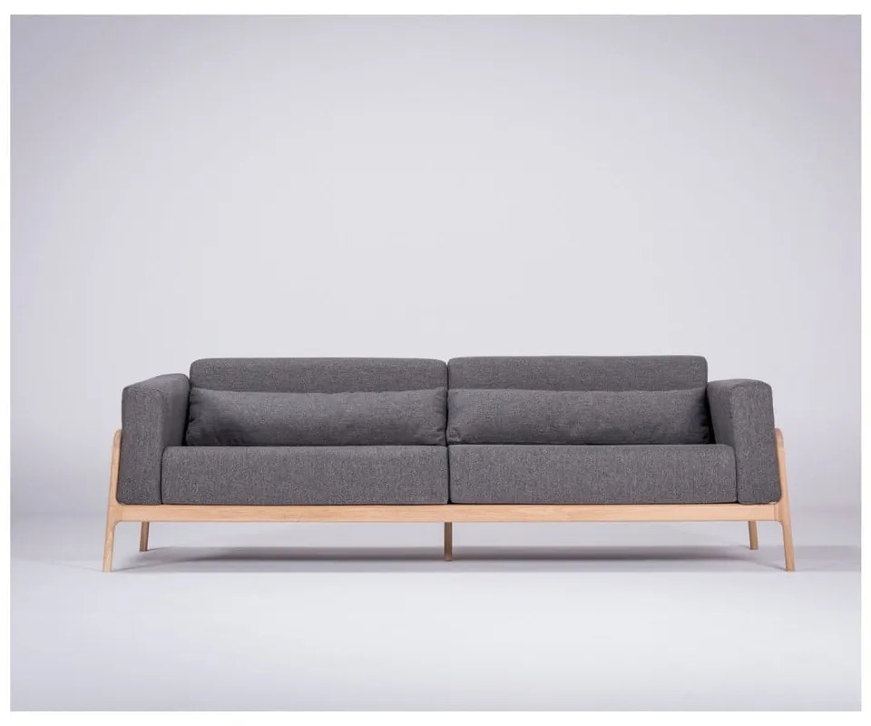 Ciemnoszara sofa z konstrukcją z drewna dębowego Gazzda Fawn, 240 cm