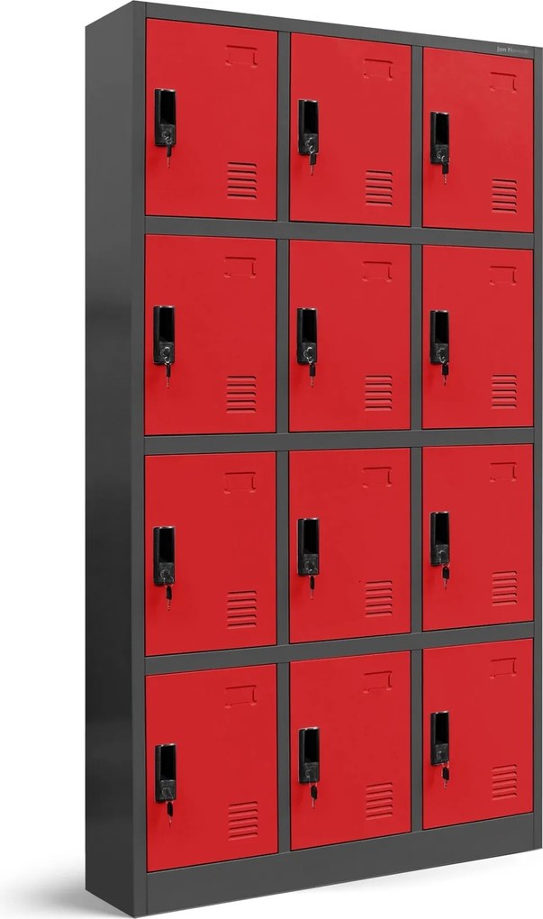 Szafa BHP z 12-skrytkami 90x40x185 cm Marcin antracyt/czerwony
