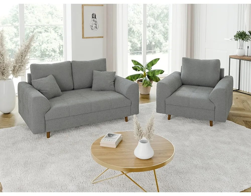 Szara sofa z materiału bouclé 150 cm Ariella – Ropez