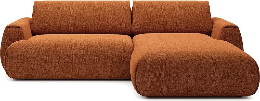 Kanapa narożna rozkładana z tkaniny szenilowej w kolorze terakoty MONELIA