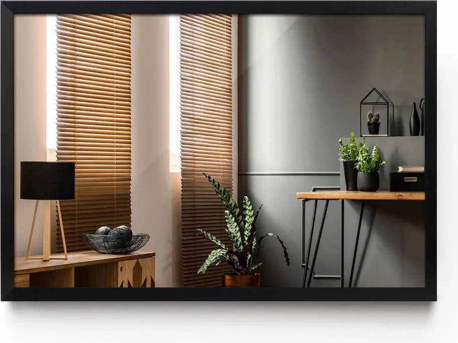 Lustro dekoracyjne prostokątne czarna ramka 80x60 cm Czarny