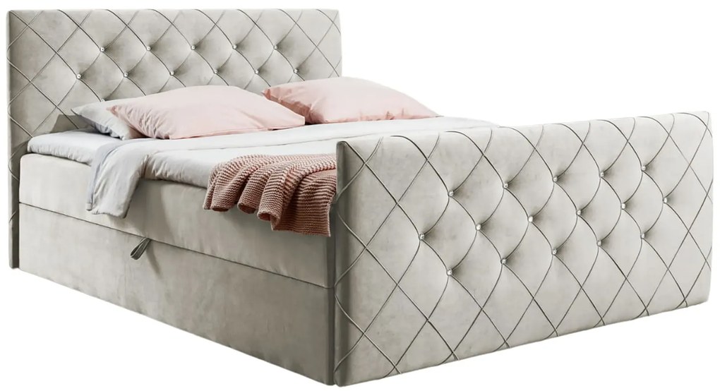 Kremowe łóżko kontynentalne z pojemnikiem 5 rozmiarów G9-N18