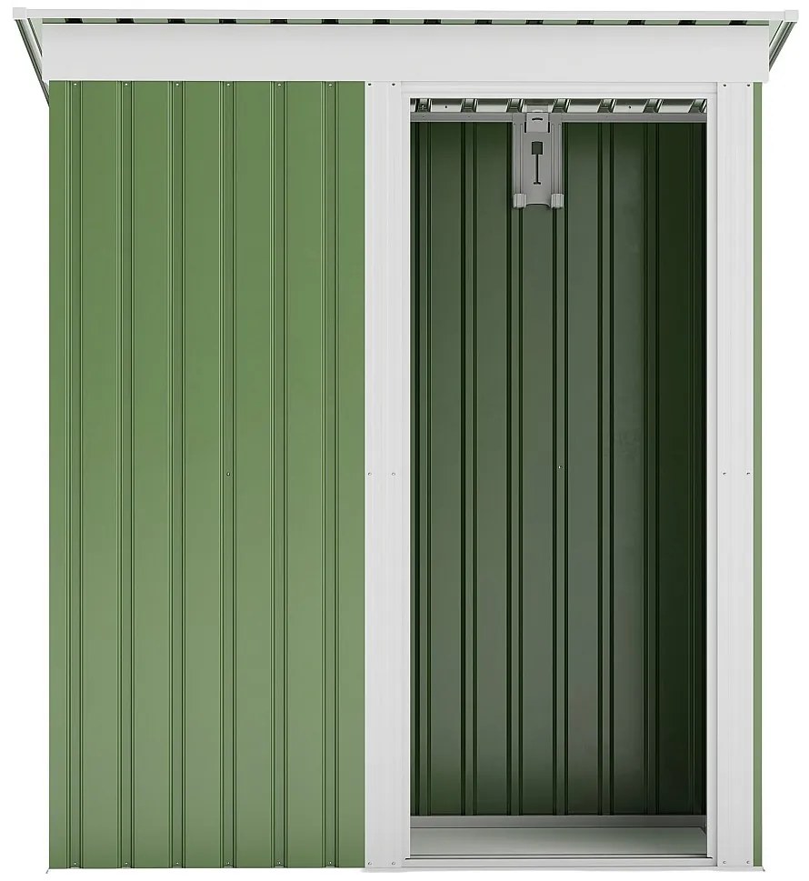 Domek ogrodowy metalowy z blachy ocynkowanej w kolorze szałwiowym - 1,39 m² - BIRON