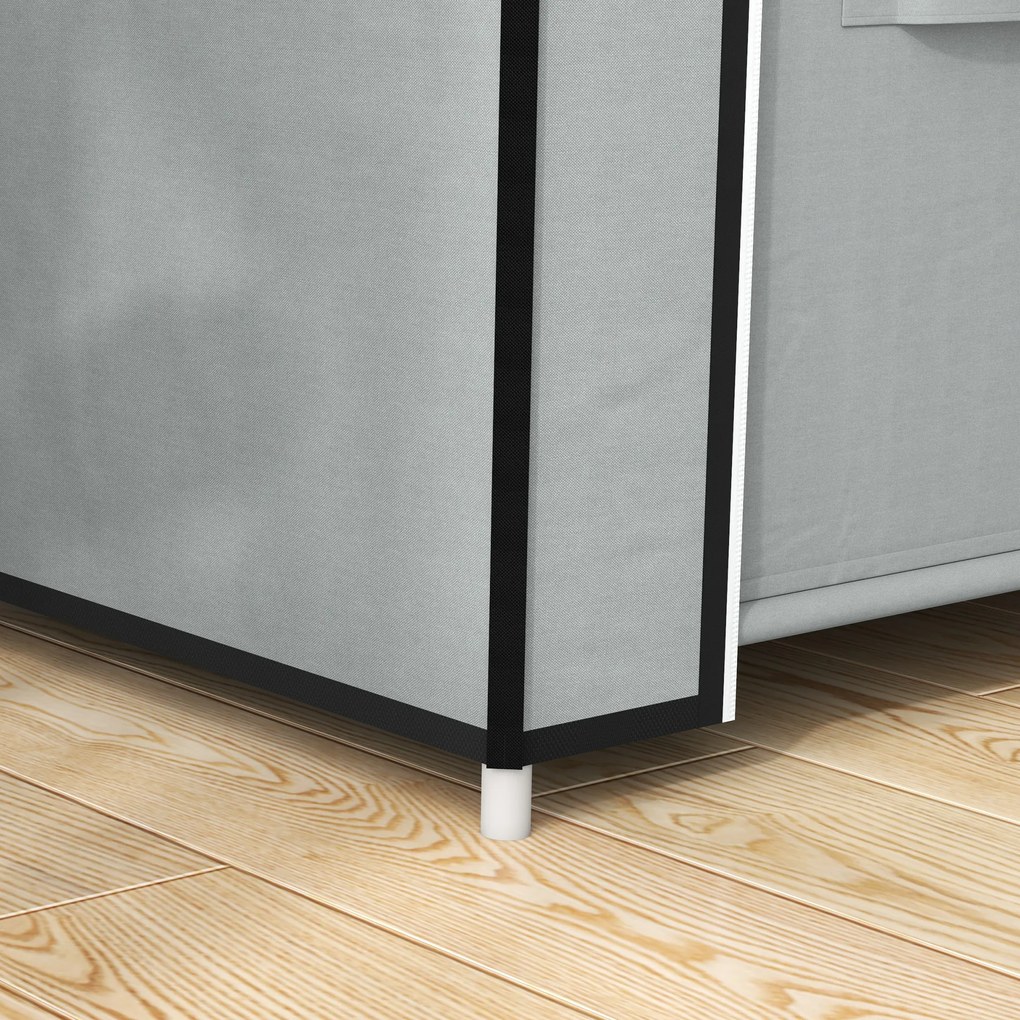 HOMCOM Szafa z Tkaniny Kleiderschrank 1 Drążek na Wieszaki, 2 Szuflady, 83 x 42.5 x 162.5 cm, Szary