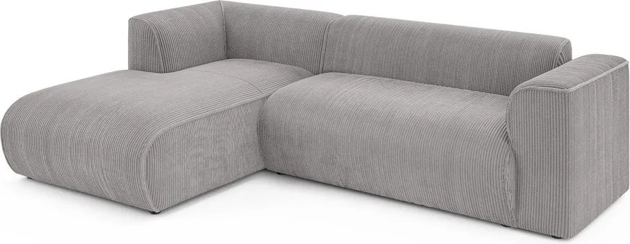 Jasnoszary sztruksowy narożnik (lewostronny/z szezlongiem) Merid – Ropez
