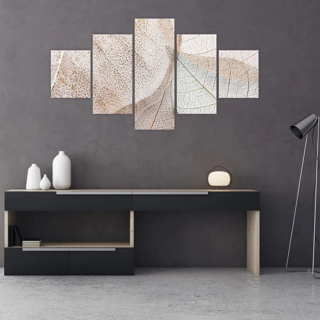 Obraz - Beżowe liście (125x70 cm)