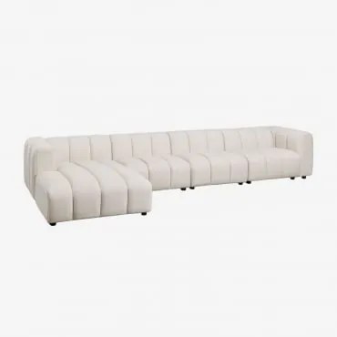 Sofa Modułowy Z Lewym Szezlongiem, 4-częściowy, Z Tkaniny Bouclé Eliot Bukla Kremowy Beż - Sklum