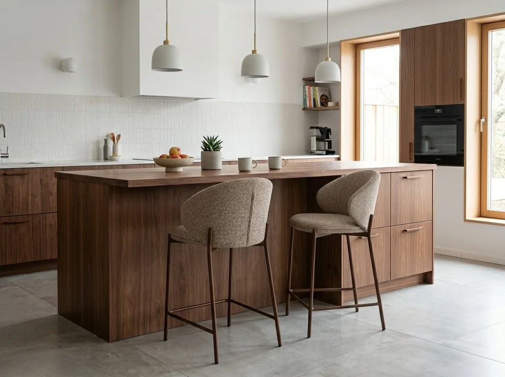 Stołek barowy KIOTO, orzech/beżowy