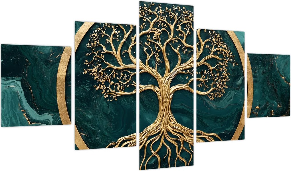 Obraz – Złote drzewo życia w marmurze (125x70 cm)