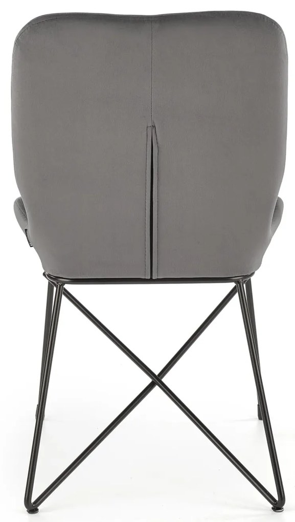 Krzesło popielaty nowoczesne metalowe tkanina velvet do jadalni szare K454