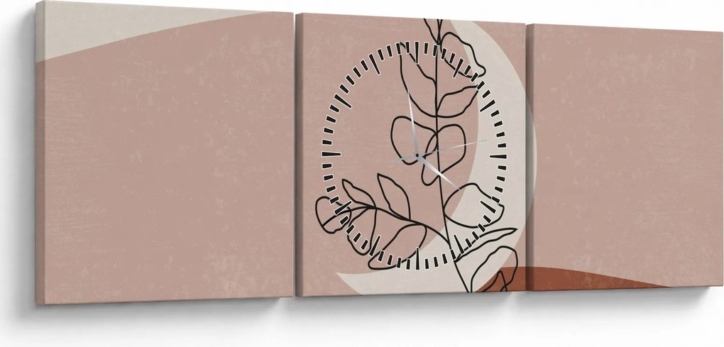 Obraz - Boho leaves N⁰2 (z zegarem) (90x30 cm)