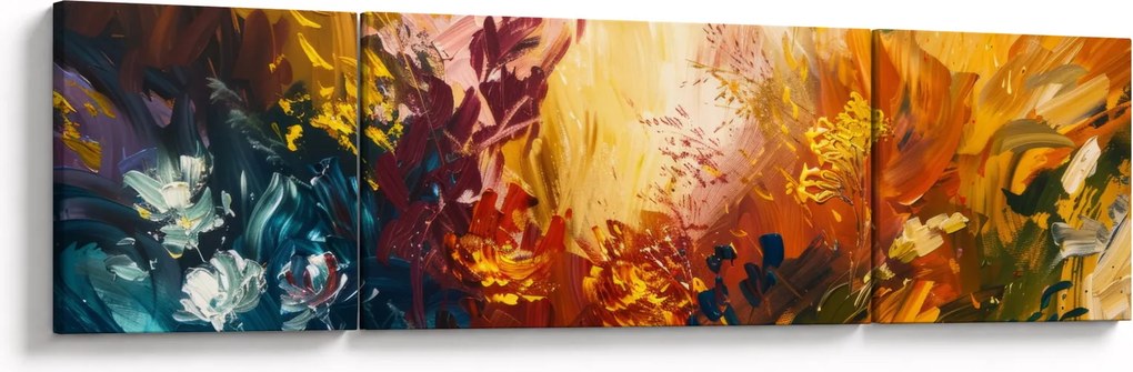 Obraz - Abstrakcyjny obraz kwiatów (170x50 cm)