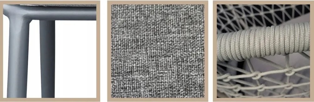 Krzesło ogrodowe aluminiowe antracyt taras sznurowane lekka rama 58x66x79cm